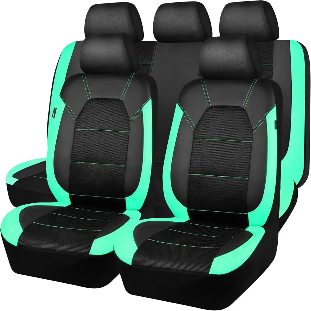 PU Leather Car Seat Cover Waterproof Quilted Seat Cushion Cover Full-Wrapped Sandwich Stitching Universal Car Seat Cover