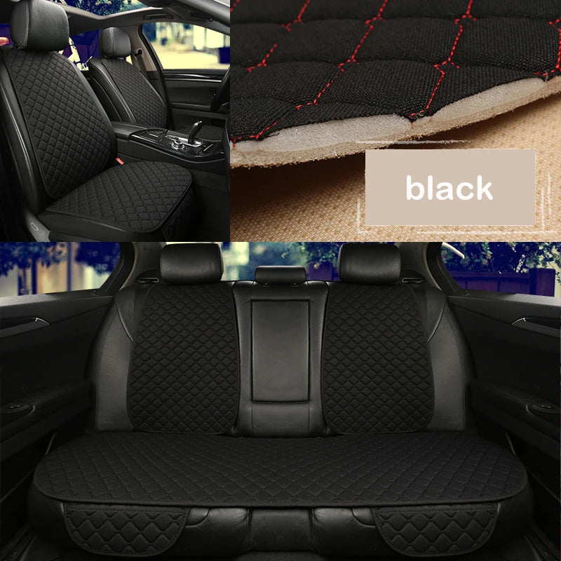 Universal Car Seat Cover Protector Linen Front Rear Back Flax Summer Cushion Pad Mat Sedan Suv Pick-up Car Interior Accessories CM World