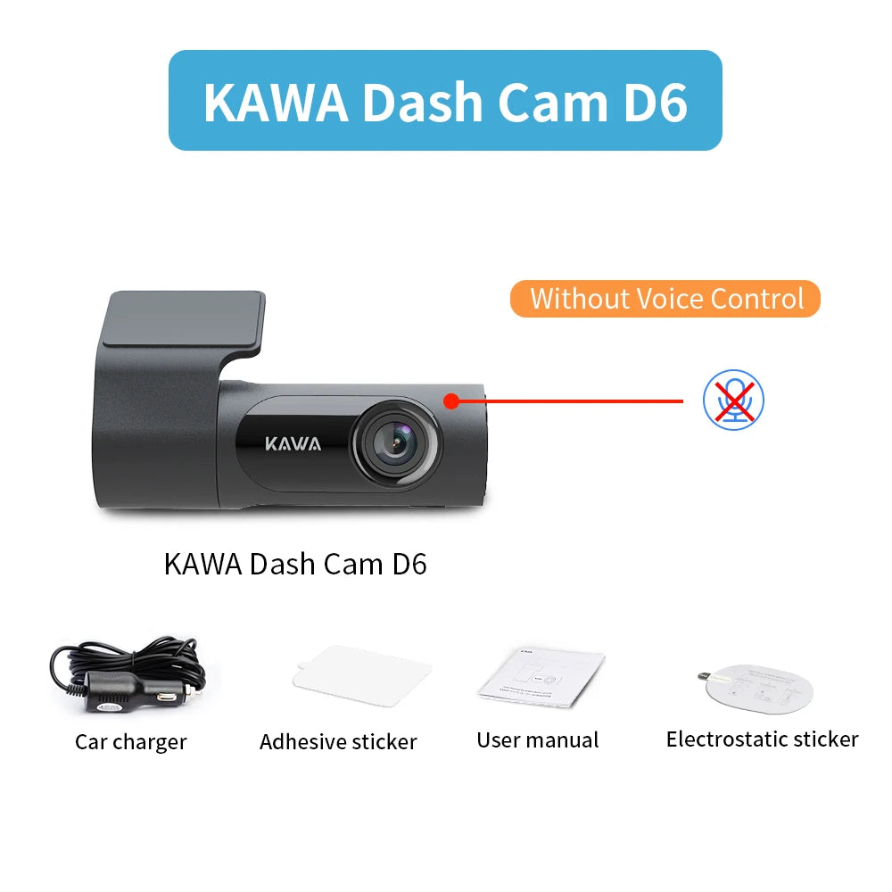 1440P KAWA Car DVR D6 Dash Cam 2K Video Recorder WiFi/App/Voice Control Dash Camera WDR G sensor Night Vision Hidden Dashcam Car Mobile World