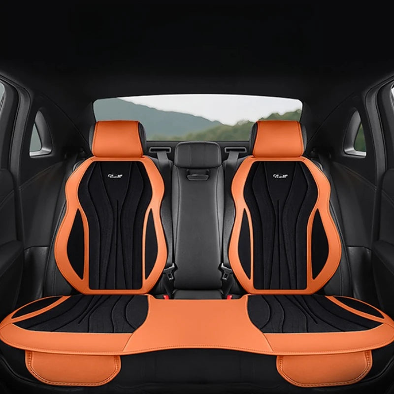 Luxury Suede Leather Car Seat Cover Full Set Non Slip Seat Cushion Car Accessories Interior Universal Car Seat Protective Covers CM World