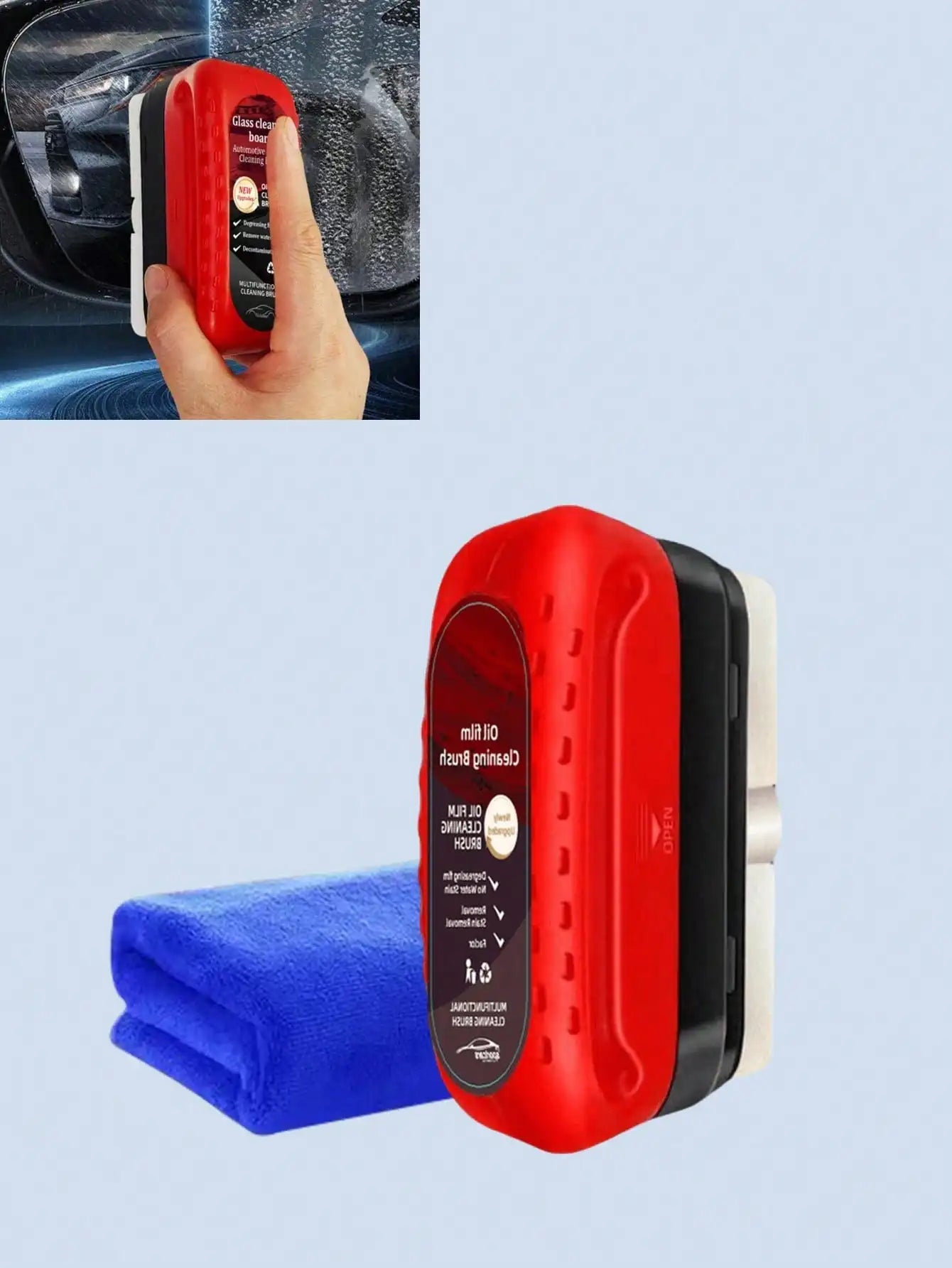 2Pcs/Set Car Windshield Anti-Fog Kit - ABS Resin Scraper + Applicator Sponge + Microfiber Cloth, Easy to Use CM World