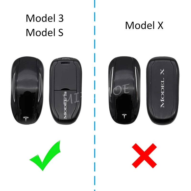 For Tesla Model 3 Y S Carbon Fiber Car Key Fob Cover Case Chain Ring Shell 2018 2019 2020 2021 2022 2023 2024 CM World