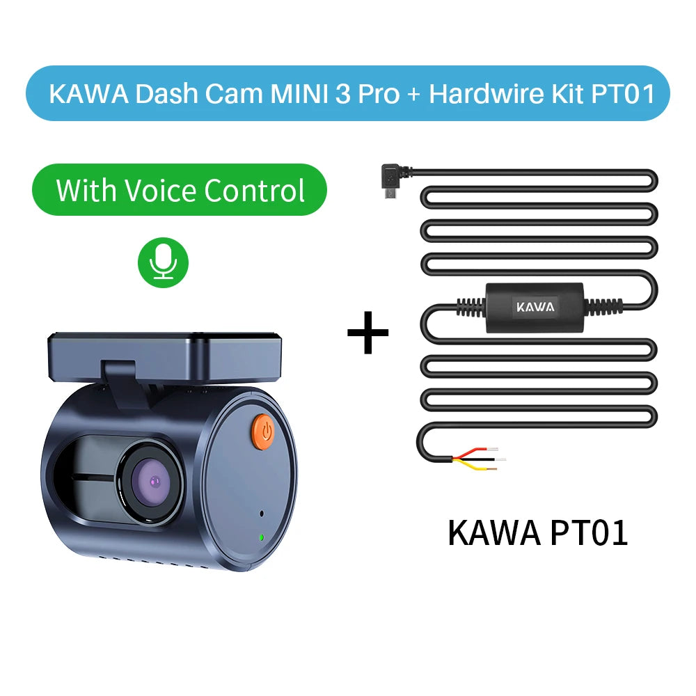 2K KAWA MINI 3 Pro Cameras for Car DVR Tiny Dash Cam 24 Parking Auto Video Recorder WiFi APP Voice Control Car dashcam Car Mobile World