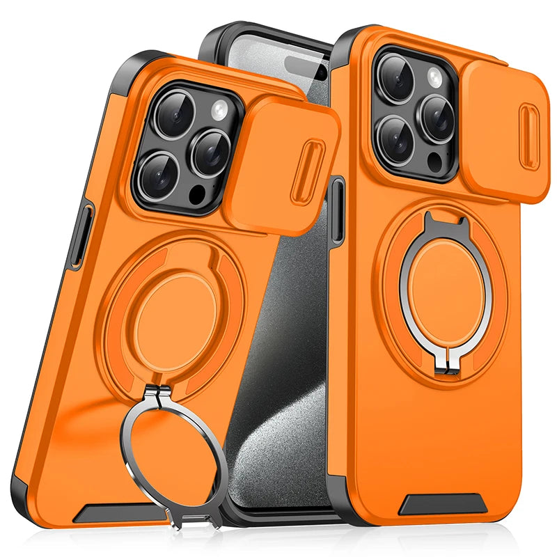 360°Rotating Hidden Metal Ring Car Holder Soft TPU+Hard PC Bumper Phone Case For IPhone 15 Pro Max 13 12 11 14 16 Pro Max Plus Car Mobile World