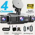 360° Car Dash Cam 4 Channel Black Box WiFi Driving Camera FHD 1080P Front Left Right Rear Night Vision Loop Recording Dashcam Car Mobile World