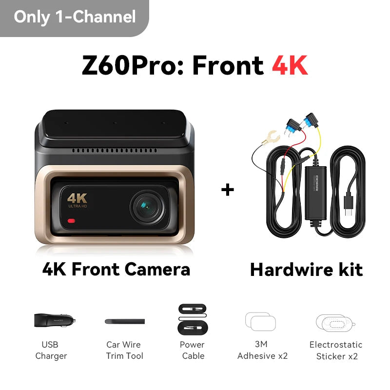 DDPAI 4K Dash Cam Z60 Pro HDR Support Front and Rear Interior Car Camera SONY STARVIS2 678 Sensor 5GHz Wi-Fi GPS ADAS 4G Car DVR Car Mobile World