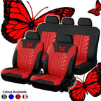 Car Seat Cover Full Set, Universal Butterfly Pattern Embroidery Auto Seat Cover Set CM World