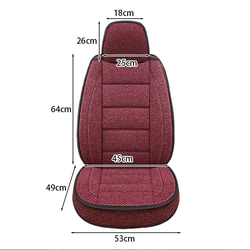 2025new Men's Car Seat Cover Linen Fabric Breathable Anti Slip Full Surround Car Front Single Seat Cushion Four Season Universal