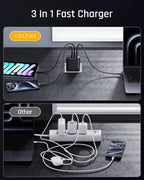 VOLTME 100W GaN Charger For Macbook Tablet USB Type C Charger Fast Charging Charger For iPhone 15 14 13 12 Quick Charge 4.0 3.0 Car Mobile World
