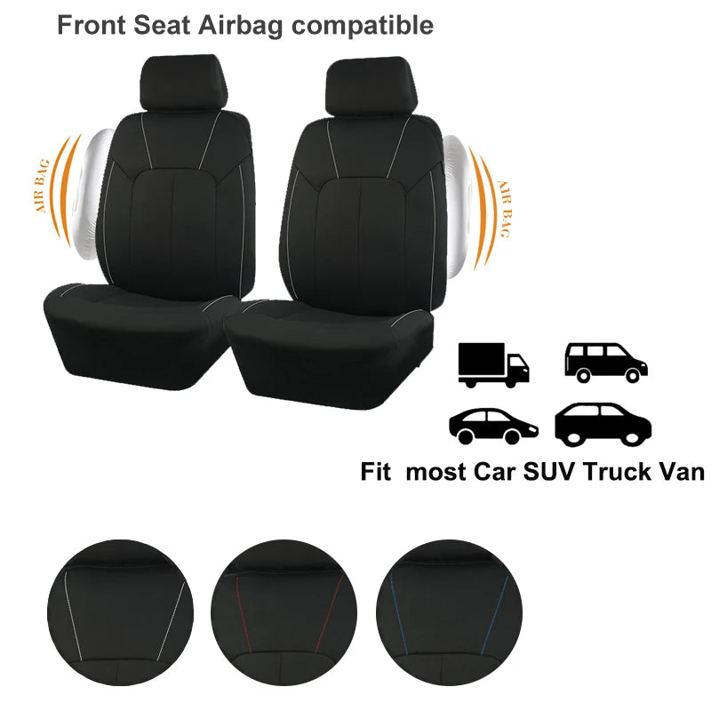 AUTOKING Black Universal Seat Covers For Car 2+1 Type Split Car Seat Cover High Quality Polyester With Airbag  Compatible CM World