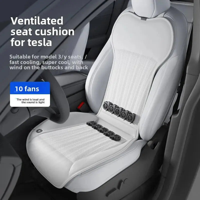 For Tesla Air Conditioning Seats Universal Car Seat Ventilation Cover Car Blowing Summer Cool Car Seat Cushion Auto Covers Car Mobile World