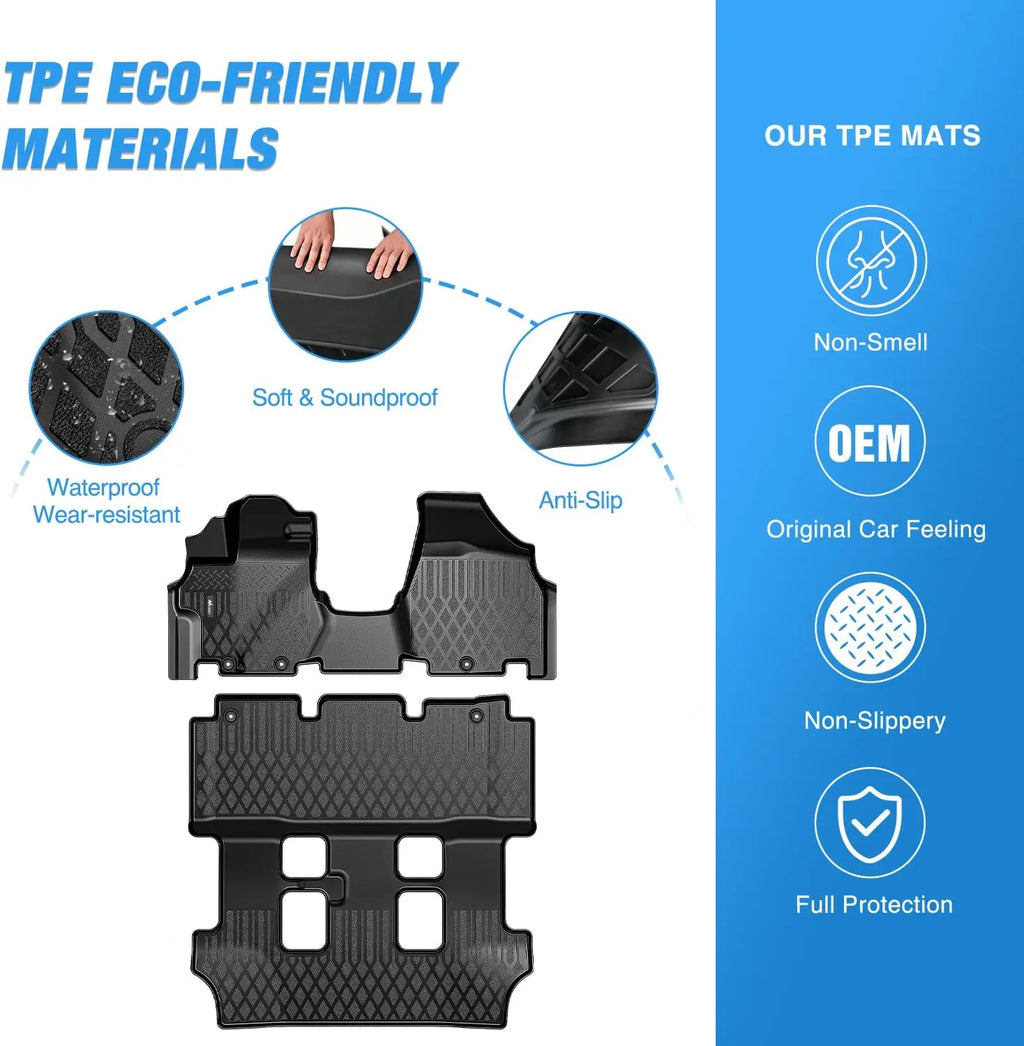 Nilight TPE Floor Mats for Honda Odyssey 2011 2012 2013 2014 2015 2016 2017 All Weather Custom Fit Heavy Duty Floor Liners