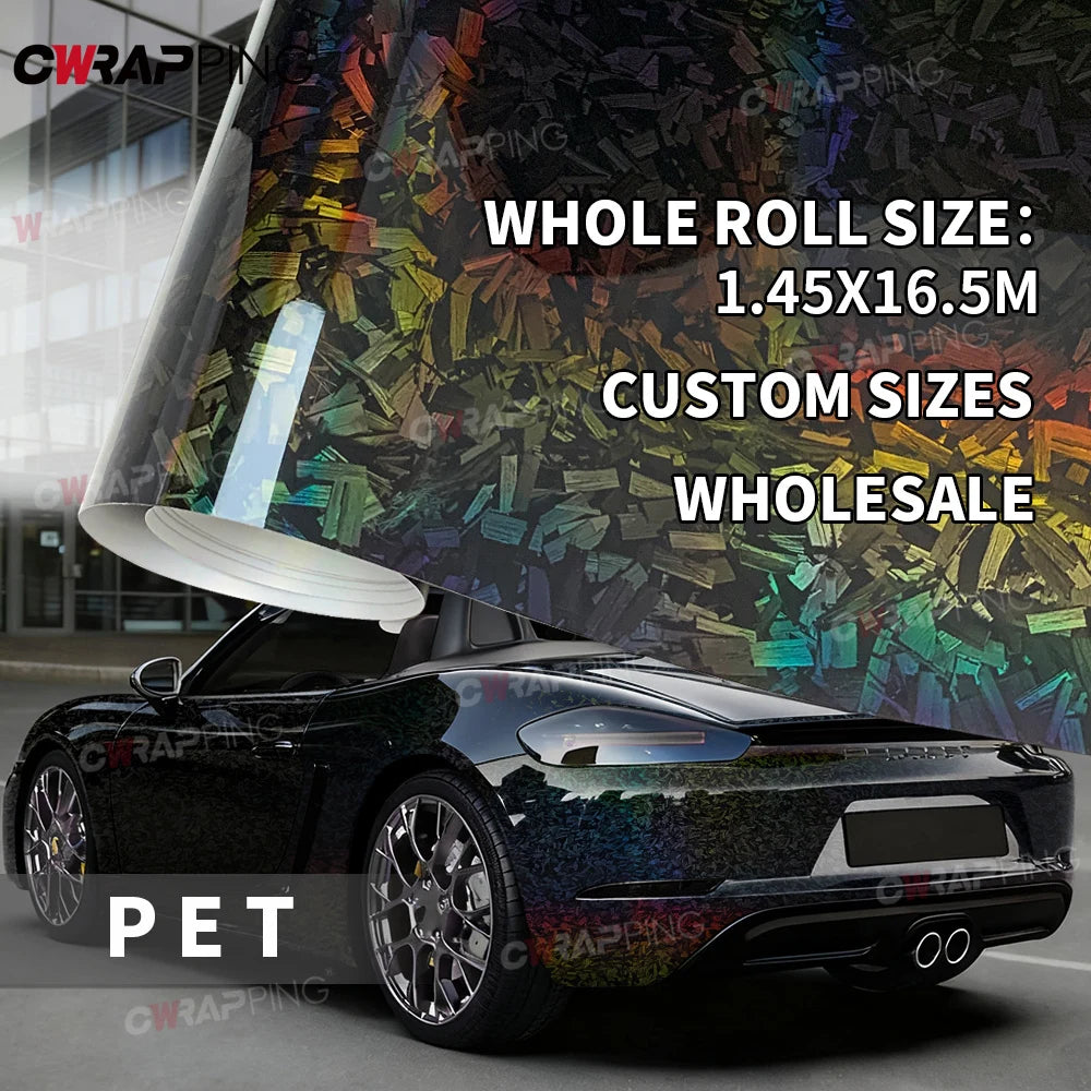 145cmx300cm Sticker for Car Wrapping Vinyl Paper for Car Carbon Fiber Roof Hood Black Exterior Styling Laser Universal Rainbow Car Mobile World