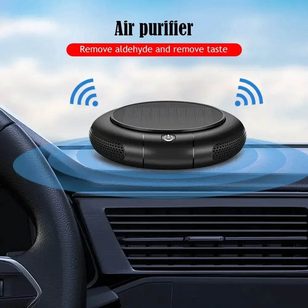 Solar Car Air Purifier Usb Oxygen Cleaner Negative Ion 1200Mah HEPA Filter PM2.5 Smoke Remover Interior Air Fresh Car Supplies CM World