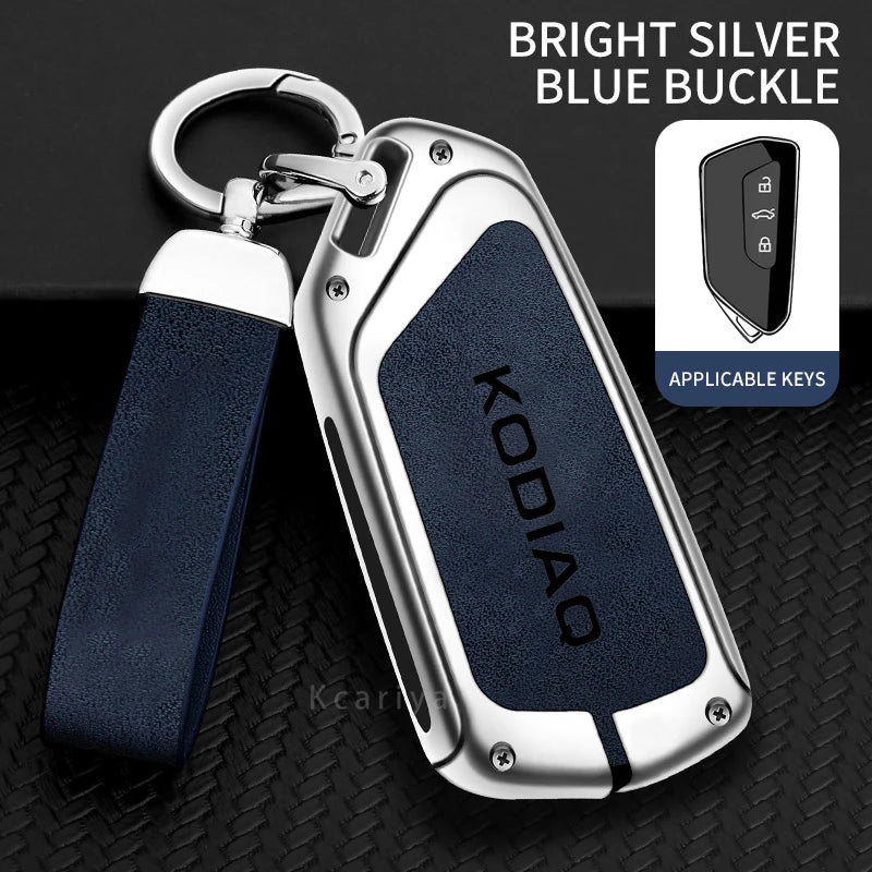 Zinc Alloy Car Remote Control Key Case Cover Holder Shell Fob for Skoda Kodiaq Protection Key Chain Buckle Keyless Accessories CM World