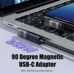 PD 240W Type-C Magnetic Adapter PD3.0 Fast Charging Right Angle USB C Connector Extender for iPhone 16 Macbookair Samsung