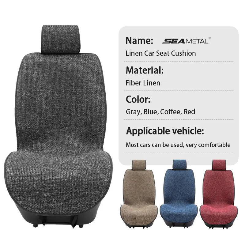 SEAMETAL Linen Car Seat Cover Four Season Universal  Seat Covers Anti Slip Pad Protector Mat Summer Breathable Auto Seats Covers