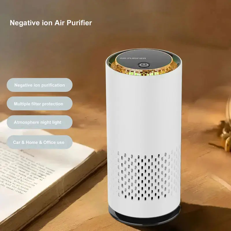 USB Air Purifier HEPA Filter Negative Ion Generator Electric Air Freshener for Car House Formaldehyde Removal Odor Eliminator Car Mobile World