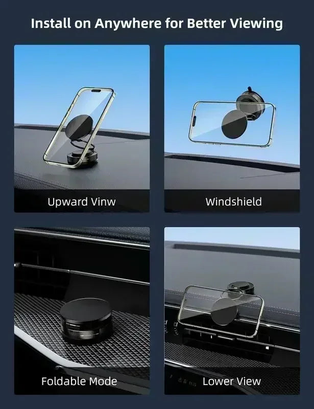 360° Foldable Magnetic Phone Mount! 2025 New Vacuum Suction Cup, Ultra-Strong Adsorption Alloy Bracket for Cars & Desktops CM World