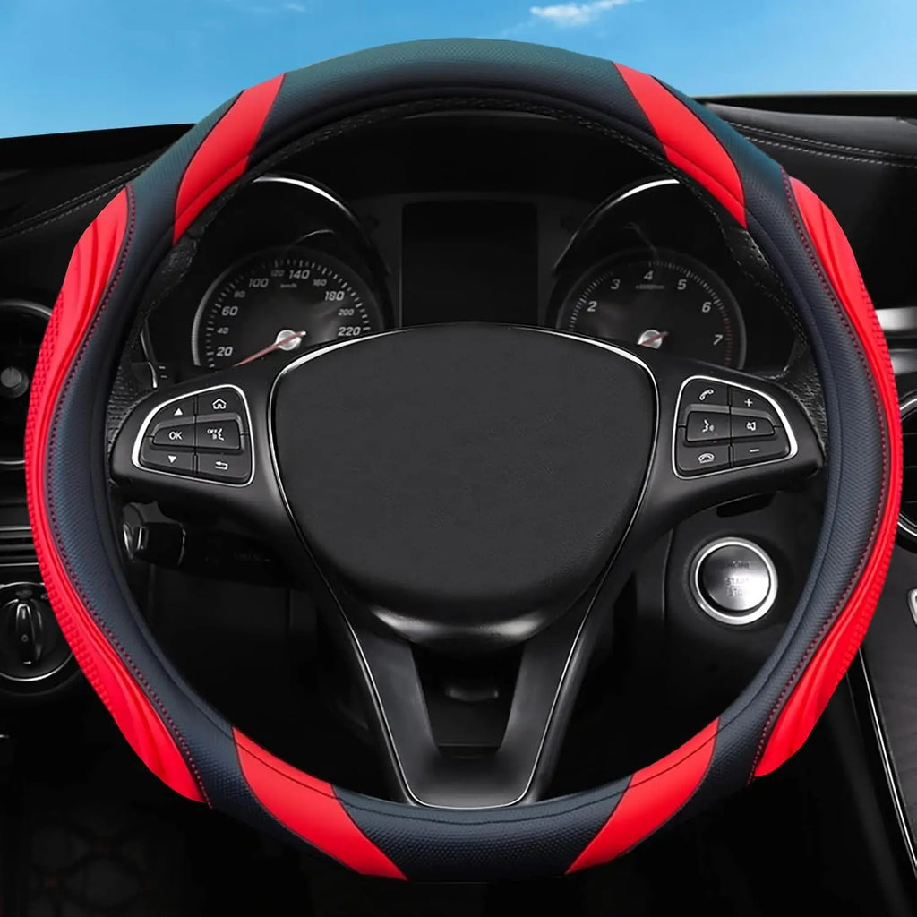 Concave Convex Massage Steering Wheel Cover 38cm Microfiber Leather Cover Non-Slip Breathable Car Steering Wheel Protector