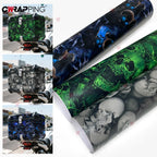 DIY Car Adhesive Vinyl Film for Motorcycle Vinyls Skull Texture Car Wraps Full Body Covering Waterproof Automotive Sticker Wrap Car Mobile World