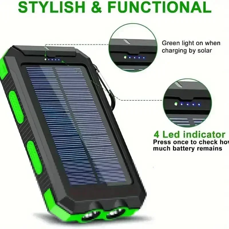 Top-Rated 10000mAh Solar Power Bank Waterproof Fast Charge External Battery Pack Car Mobile World