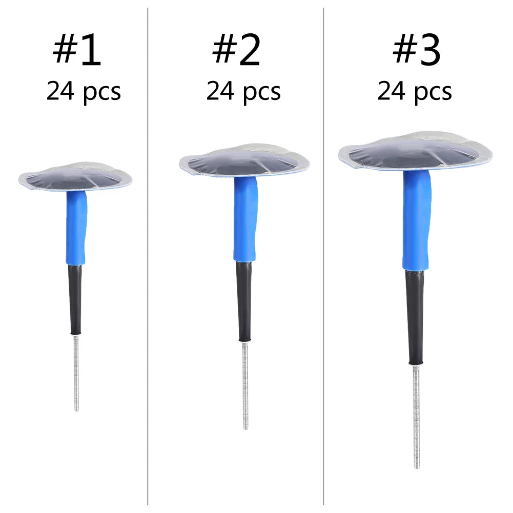 24Pcs Tire Puncture Patch Tubeless Patch Gum Car Motorcycle Universal Tubeless Tire Puncture Repair Mushroom Plug Patch Gum