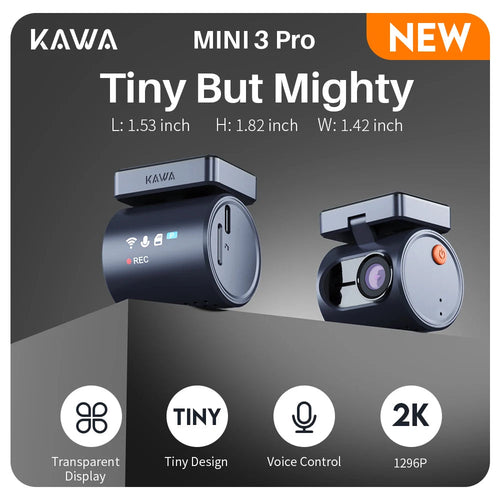 2K KAWA MINI 3 Pro Cameras for Car DVR Tiny Dash Cam 24 Parking Auto Video Recorder WiFi APP Voice Control Car dashcam Car Mobile World