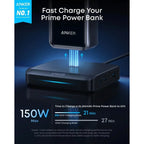 Anker Prime 150W Charger Multi-Port Magnetic Base Type-C Fast Charging for iPhone 16 15 Pro Max iPad MacBook Laptop Car Mobile World