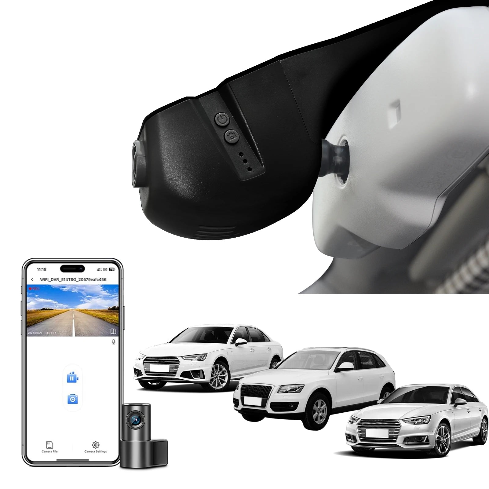 Dash Cam 4K For Audi A3 A4 A5 A6 A7 A8 Q3 Q5 Q7 B4 B5 B6 B7 B8 B9 8V C5 C6 C7 8P 8V (Model B/C) GPS WiFi & APP Dash Car Camera Car Mobile World