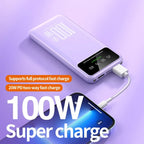 30000mAh Digital Display Power Bank  With LED Light Portable External Battery 100W High Speed Fast Charger For All Smart Phones