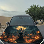 Halloween Fantasy Night Car Vinyl Wrap, PVC Material Waterproof Car Hood Sticker, Self-Adhesive Scratch-Resistant Stickers for E