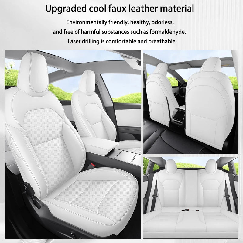 For Tesla ModelYJuniper 2025 Full Set Seat Covers Leather pad breathable and sweat proof all season seat cover Cushion Protector CM World