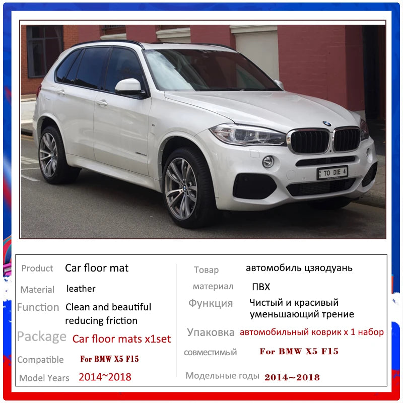 For BMW X5 F15 2014 2015 2016 2017 2018 Car Floor Mats Rugs Panel Anti-slip Footpads Carpets Cover Cape Foot Pads Accessories