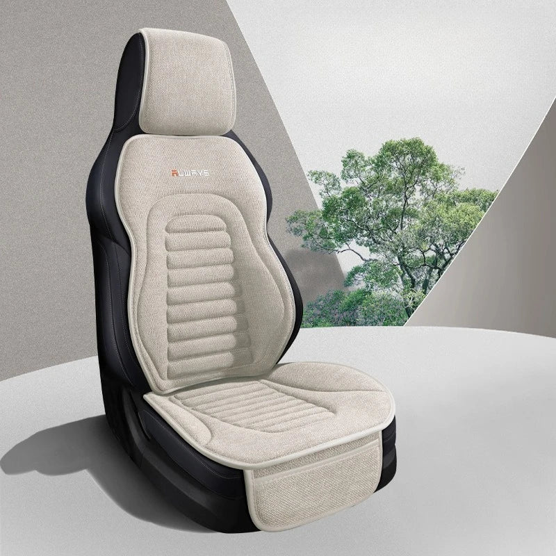 Flax Universal Car Seat Covers Four Season Breathable Car Seat Protector Pad Auto Accessories Interior Car Seat Covers Full Set CM World