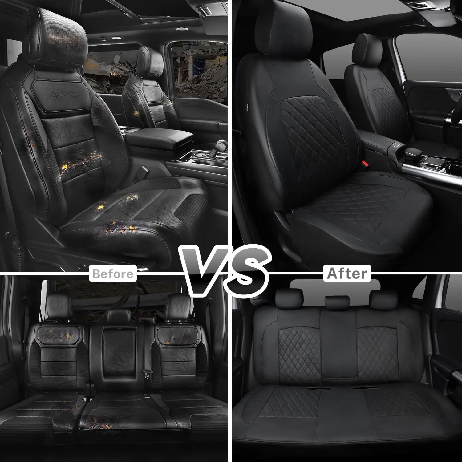 Premium Faux Leather Car Seat Covers Full Set, Airbag Compatible, Universal Fit for Cars Trucks SUVs CM World
