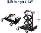 450 Lbs Low Profile Transmission Jack with Safety Straps Auto Repair 7-23" Lift with 2M Safety Straps & 4 Brake Wheels,black CM World