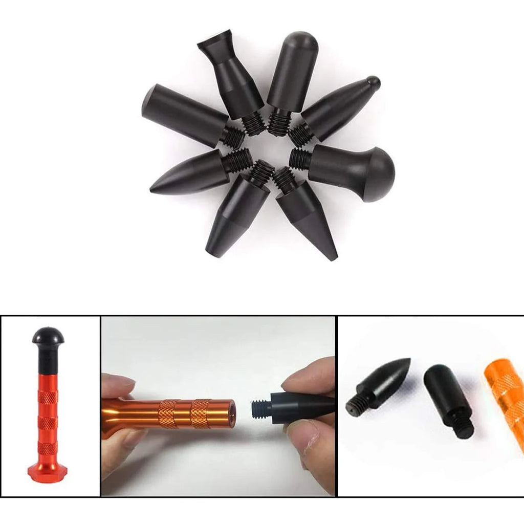 9 Heads Tips Paintless Dent Repair Kit Car Body Dent Removal Tools Knockdown Tips Tools Metal Dent Tap Down Tools CM World