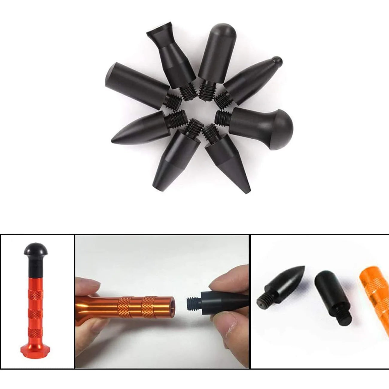 9 Heads Tips Paintless Dent Repair Kit Car Body Dent Removal Tools Knockdown Tips Tools Metal Dent Tap Down Tools CM World