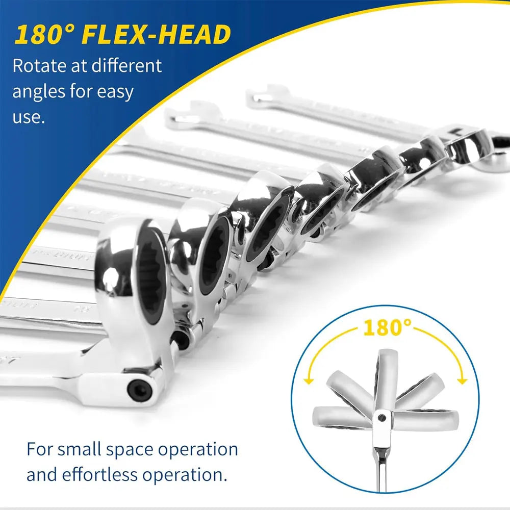 1pc 6mm-32mm 72-Tooth Ratcheting Wrench Spanner Socket Tool Flexible Reversible Head Combination Ratchet Wrench Universal keys C