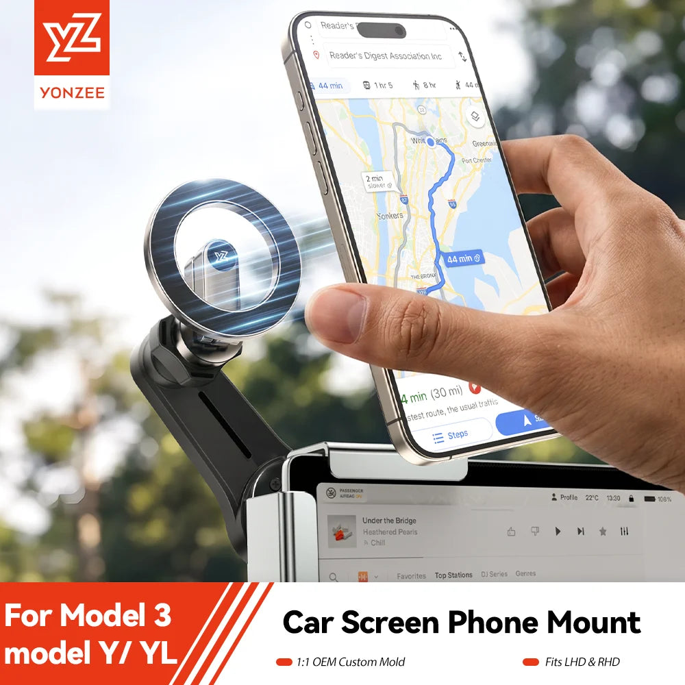 YZ Magnetic Car Phone Holder for Tesla Model YL Y 3  Car Display Screen Side 360 Degree Rotation Car Mount for all iPhone 17 18