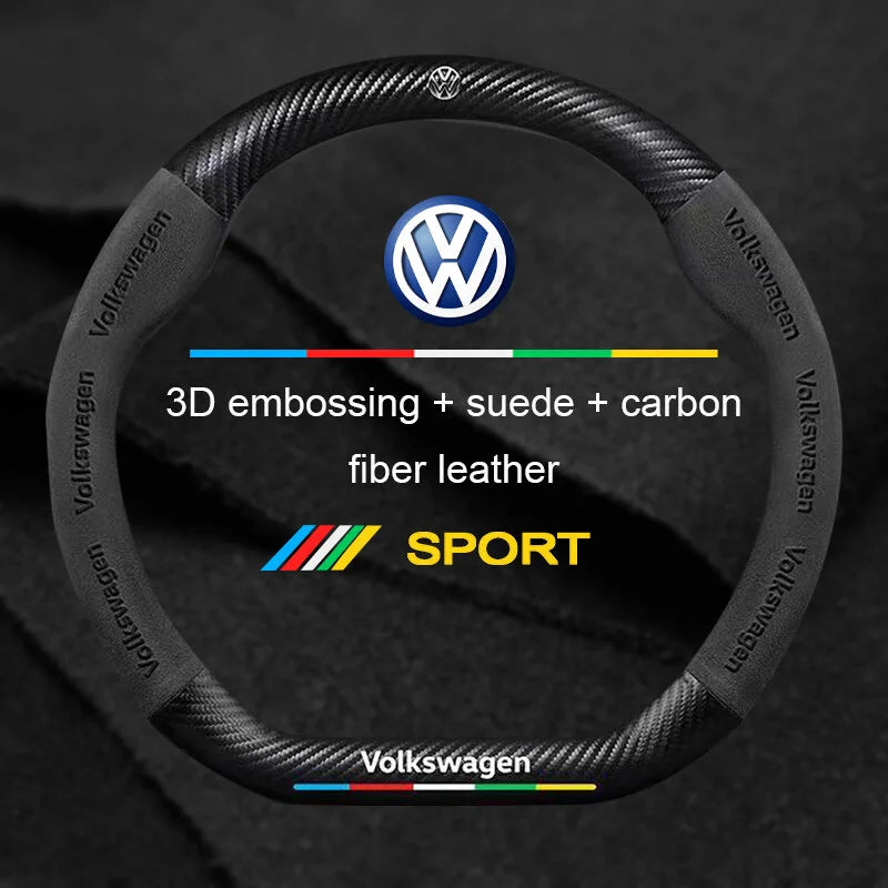 Car Anti-Slip Suede Steering Wheel Cover For Volkswagen Passat Golf GTI Beetle Tiguan Touareg Polo T-ROC ID.3 ID.4 Jetta T-Cross CM World