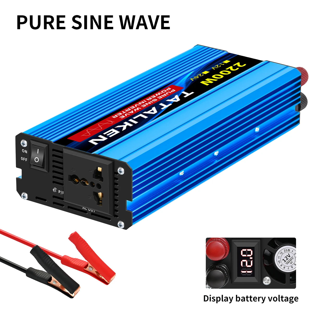 Pure Sine Wave Inverter 1000W-4000W DC 12V and 24V to AC 220V 50hz Power Inverter Charger  Adapter Universal Socket CM World