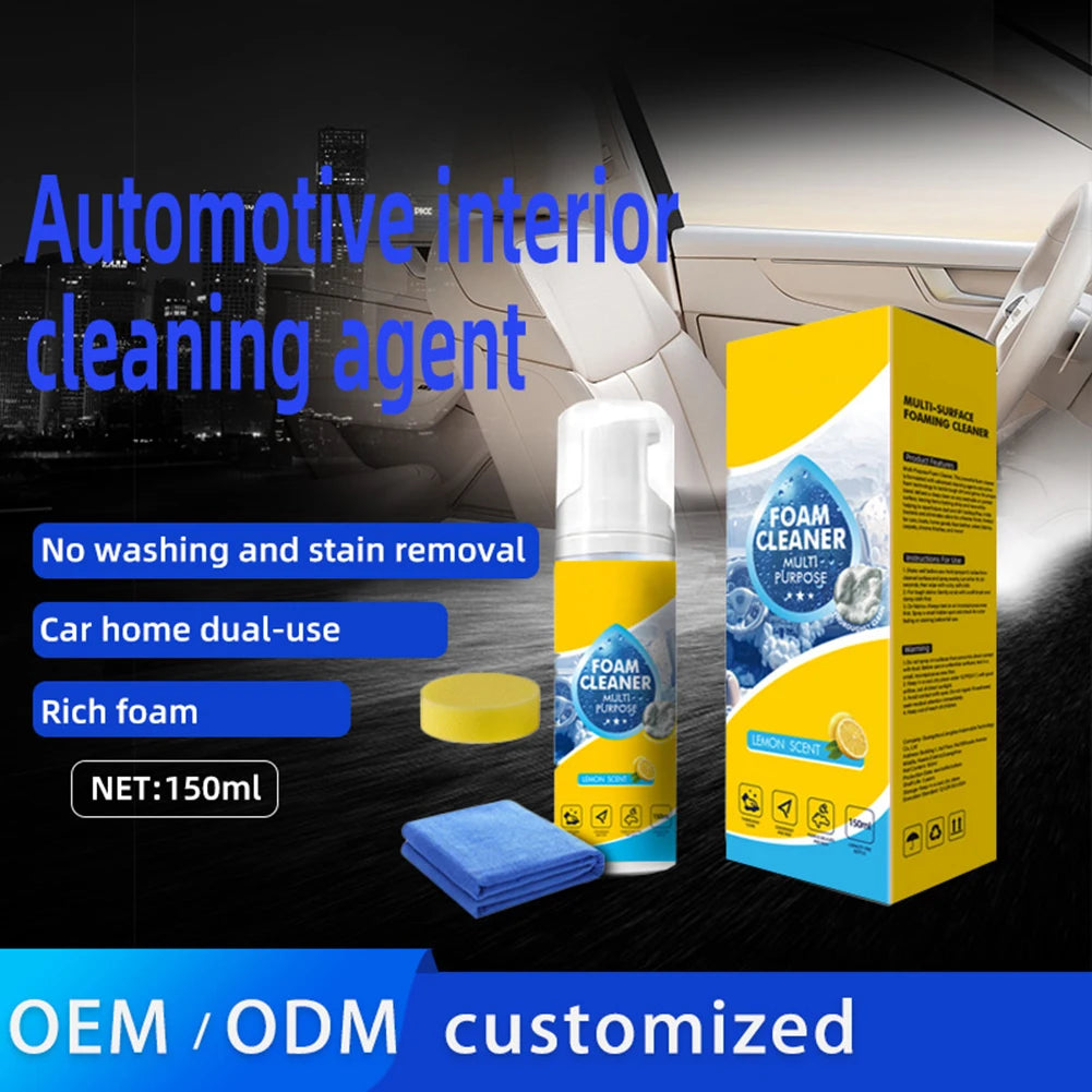 Automobile Cleaning Agent Polishing Cleaner Set Car Interior Foam Cleaner Kit for Car Leather Seats Dashboard  Windows Cleaning CM World