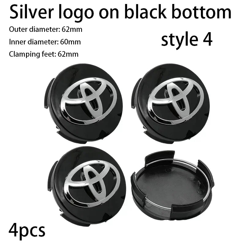 4pcs 62mm Car Styling Wheel Hub Center Caps Rim Cover Badge For Toyota Corolla Yaris CHR Rav4 Highlander Avalvn Camry accessory CM World