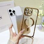Magnetic For iPhone 17 Pro Max Case 16 14 13 12 11 15 Plus 17Air Glitter Magsafe Clear Plating Strap Crossbody Lanyard Cover Car Mobile World
