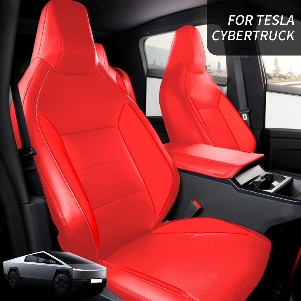 Seat Covers Compatible with Tesla Cybertruck 2024-26, Full Coverage PU Leather Seat Protector with Armrest Cover Fit Cybertruck