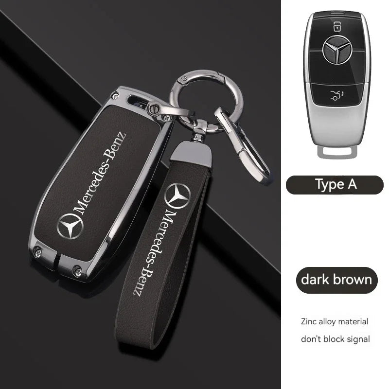 1pcs Leather Car Smart Key Case Cover Shell Fob Holder For Mercedes Benz A B C E S  R-Class C43 CLA GLB GLC GLK SLK SL Vito W20 CM World