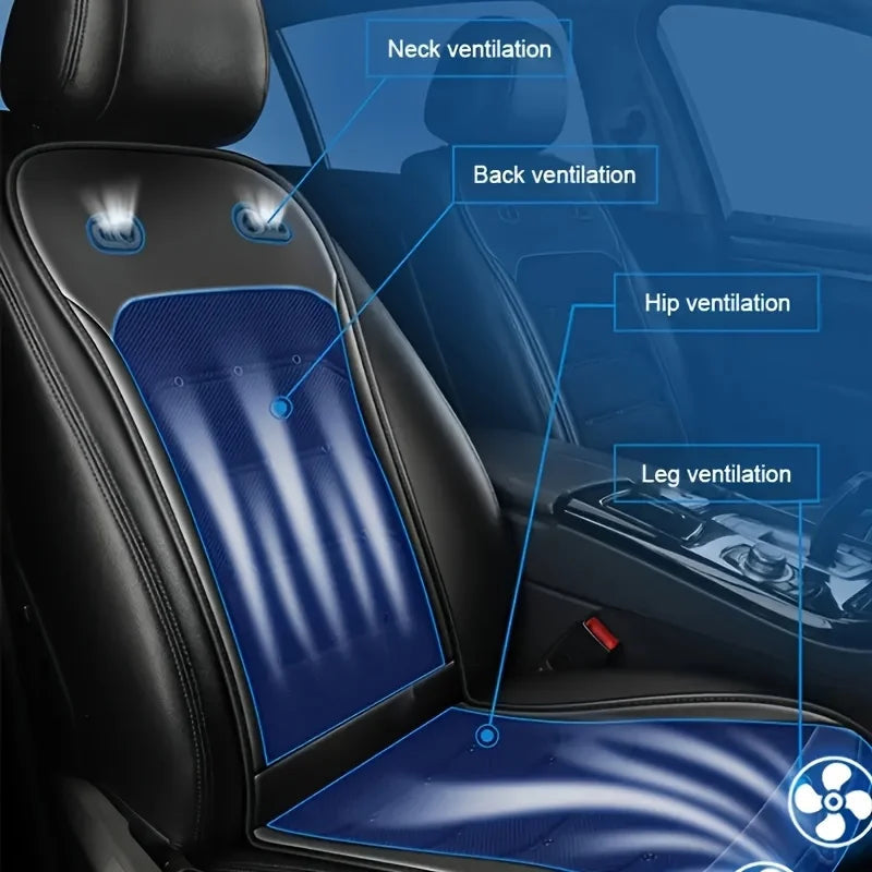12V/24V Summer Cooling Car Seat Cushion Front Seat Cooled Seat Cover with Intelligent Fans Breathable Ventilated Seat Cushion Car Mobile World