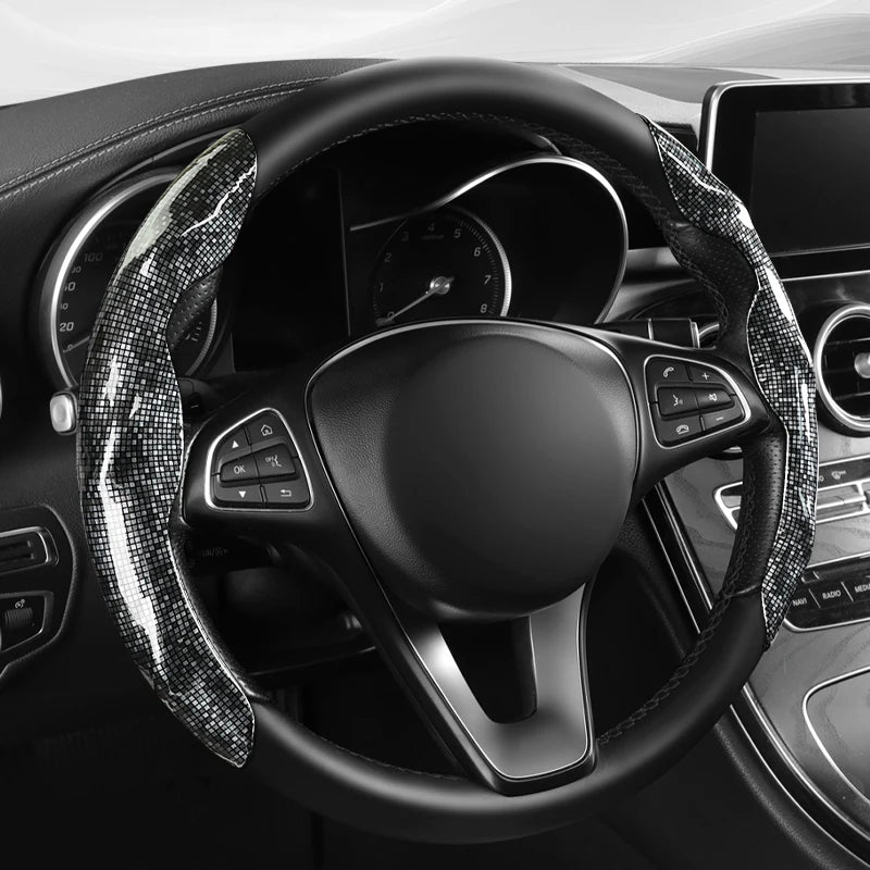 Premium Glossy Snap-On Car Steering Wheel Cover – Shiny, Lightweight & Non-Slip, Universal Fit for All Seasons